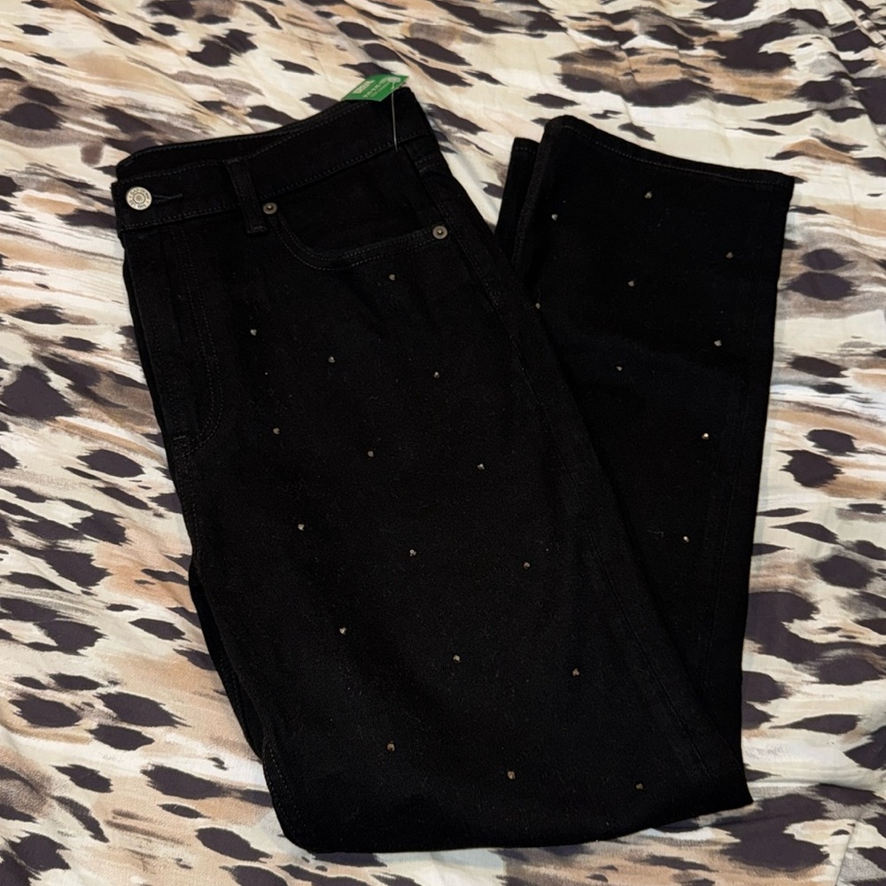 GAP Black Women Straight Jeans with Rhinestones